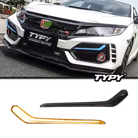 Front Bumper Light LED Fog Lamp Car Accessories For Honda Civic 10th 2016-2021 Hatchback Type R Bodykit Fk7 Fk8 Fk4