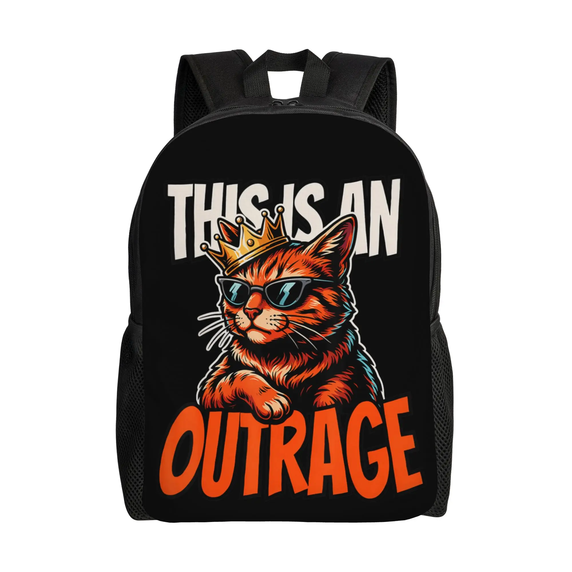 This is an Outrage Funny Princess Cat Goddammit Donut Gold Backpack  Outdoor Style Backpacks Youth Durable High School Bags