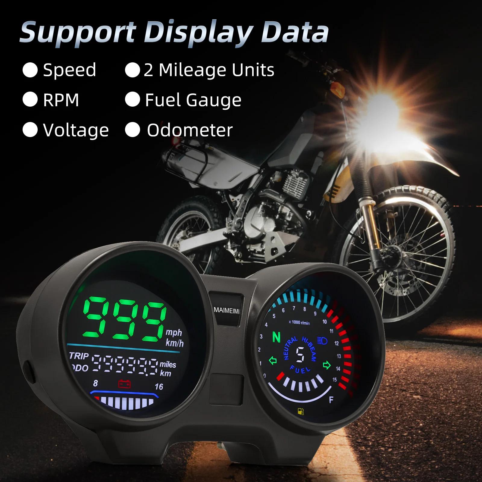 Digital LED Motorcycle Speedometer Tachometer RPM Fuel Level Voltage Meter For Brazil for TITAN for Honda CG150 2004-2009 Fan150