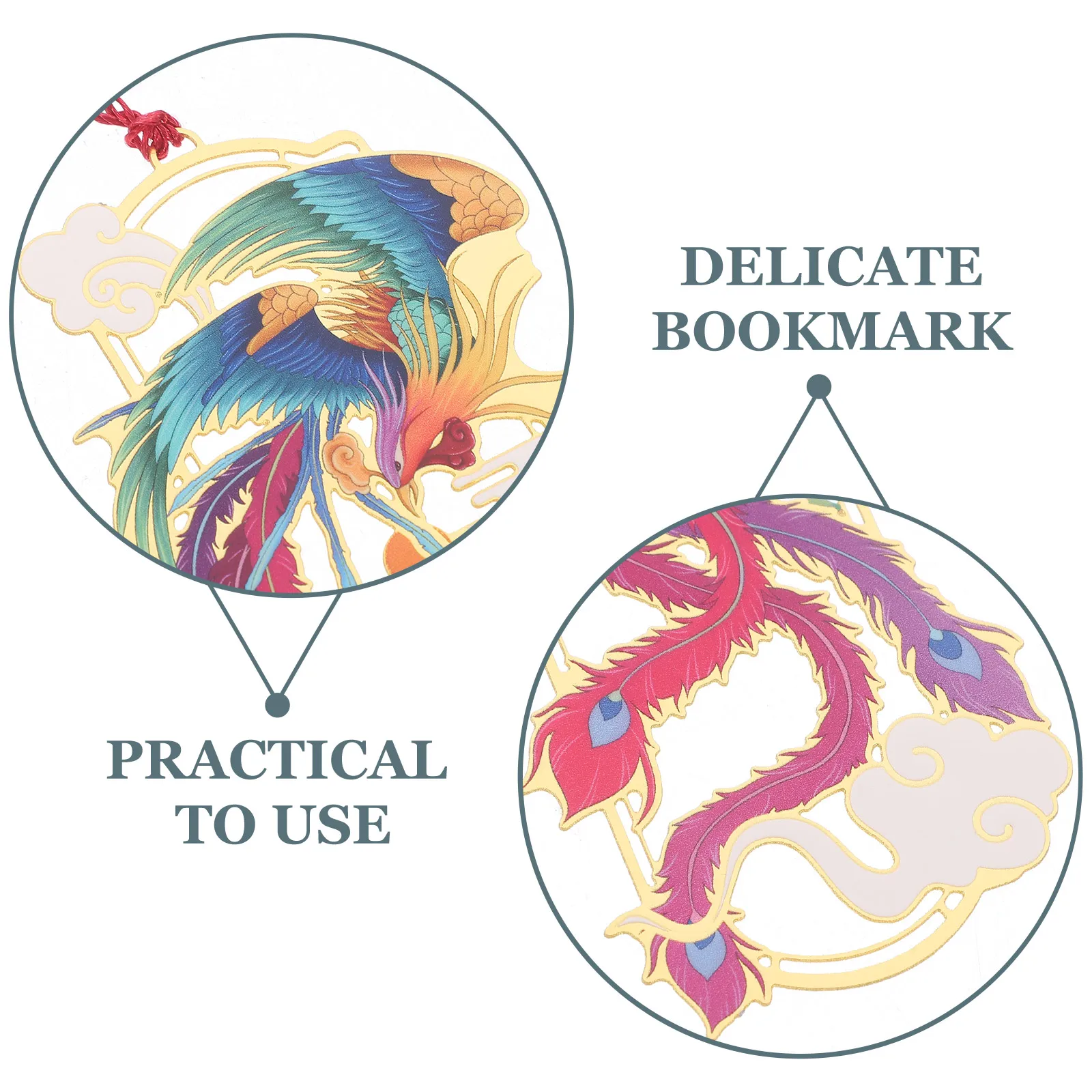 

Dragon Phoenix Copper Chinese Style Bookmarks Bookmark Metal Gifts Bookmark For Men Men Reading Accessories