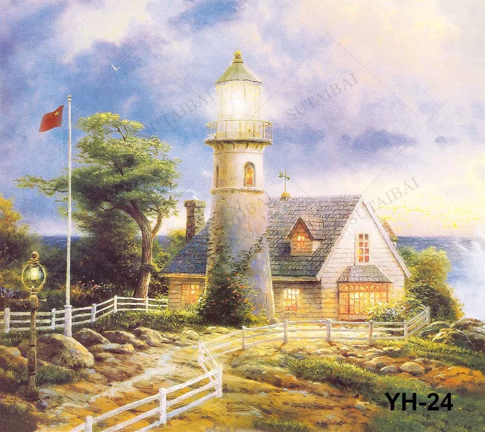 Pintura por Artes casa maestra paisaje óleo imagen telón de fondo de fotografía pintada a mano tema moderno decoración del hogar Banner Prop