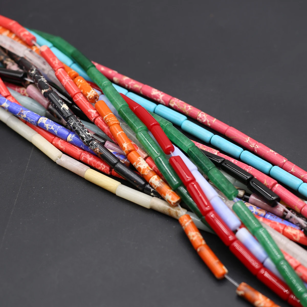 Natural Stone Long Cylindrical Beads 4x13mm Multiple Colors For Making DIY Handmade Jewelry Women Necklace Bracelet