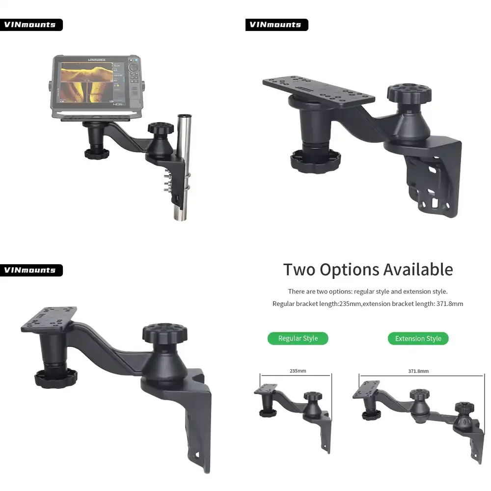 VIN Mount Marine Mount with 6 Inch Swing Arm Vertical Powder Coated Marine Grade Aluminum Base for Plotters and More VIN TYQ