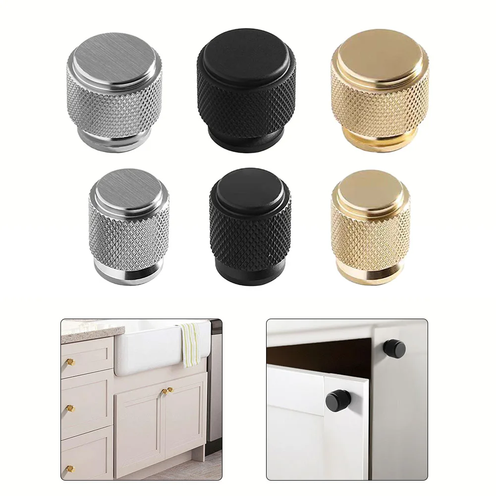 1PCS Home Wardrobe Door Pull Knurled Cabinet Knob Matt Black Aluminium Kitchen Cabinet Door Cupboard Drawer Handle Hardware