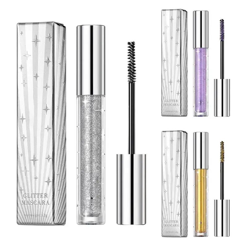 Mascara glitterato per ciglia Mascara arricciante voluminoso impermeabile Mascara volumoso affascinante a lunga durata per le donne Halloween
