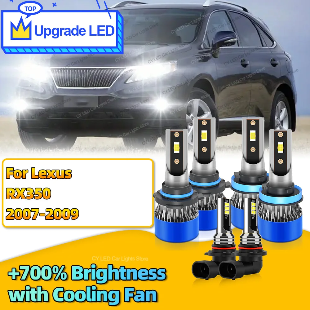 

6 шт. 30000LM Canbus автомобильные светодиодные фары лампы HB3 H11 9145 автоматические противотуманные фары для Lexus RX350 2007 2008 2009 6000K с вентилятором