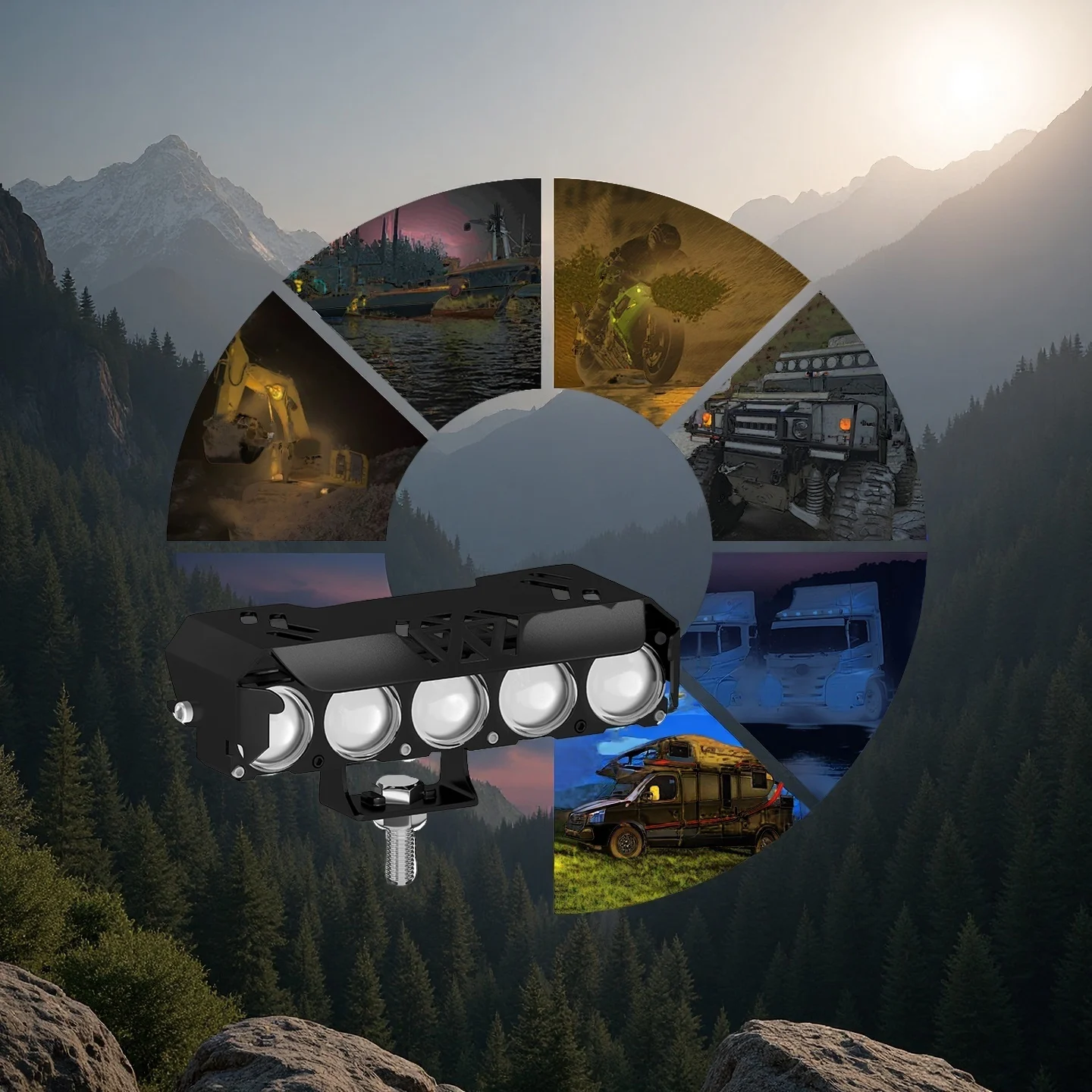 كشاف عمل 12 وات 5LED - مفتاح أصفر/أبيض، 12 فولت-85 فولت، للسيارة/موتو/جيب/SUV، مود للطرق الوعرة #4