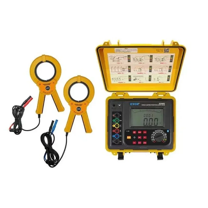 ETCR3200C Resistance Tester Waterproof Double Clamp Ground Resistance Meter 0.00Ω~300KΩ 600A Soil Resistity Det. 0~9000KΩm