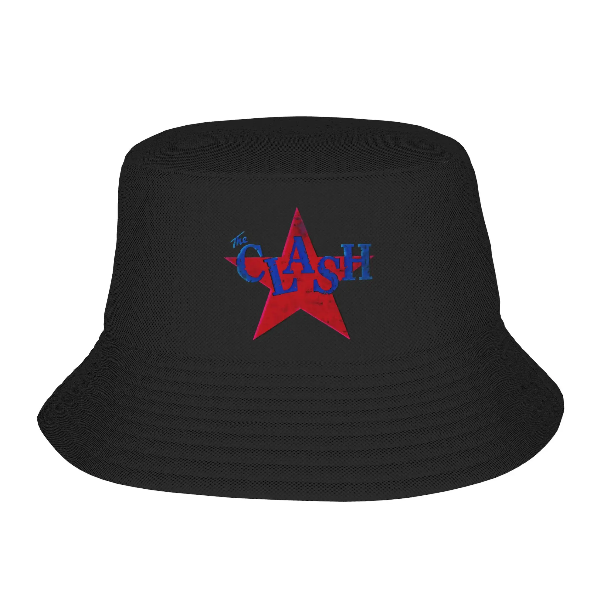 The Clash Distressed Offset Star Graphic  Bucket Hat  Hawaii Fisherman Caps For Unisex Fishing Visor Hats Portable Printed Cap