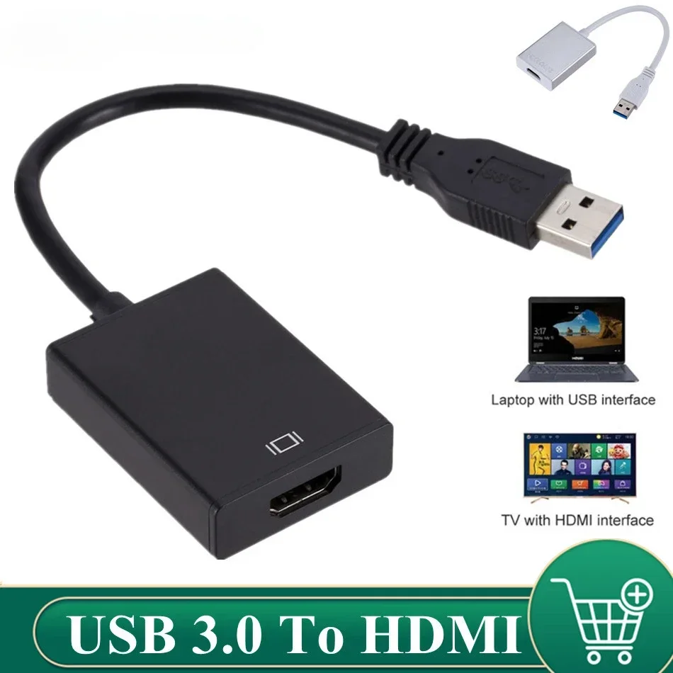 1080P 60HZ HD แบบพกพา USB 3.0 ถึง HD Audio Video Adapter สายแปลงความเร็วสูง 5 Gbps สําหรับ Windows 7/8/10 PC