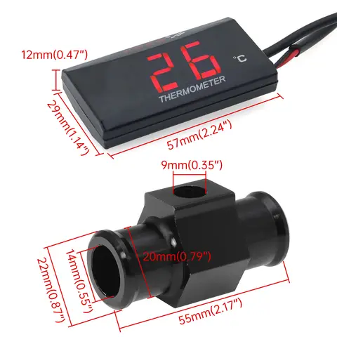 Automobile Temperature Voltage 2-in-1 Digital Temperature Sensor Table 1/8NPT Round Car Truck Water Temp Gauge 12V/24V 10 best sales temp gauge car - №7