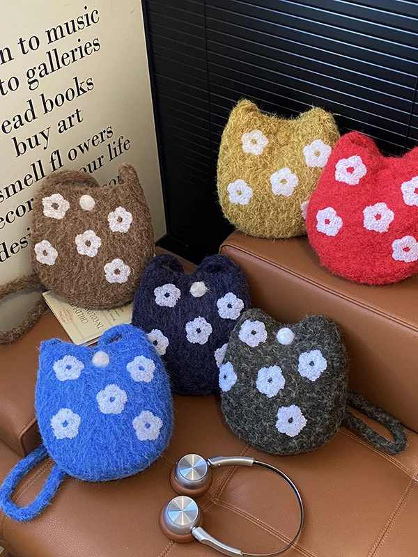 

Милая женская сумка-кроссбоди с цветочным принтом, сумка через плечо для девочек, сумка для мобильного телефона, осенне-зимняя новинка, мягкая тканевая сумочка