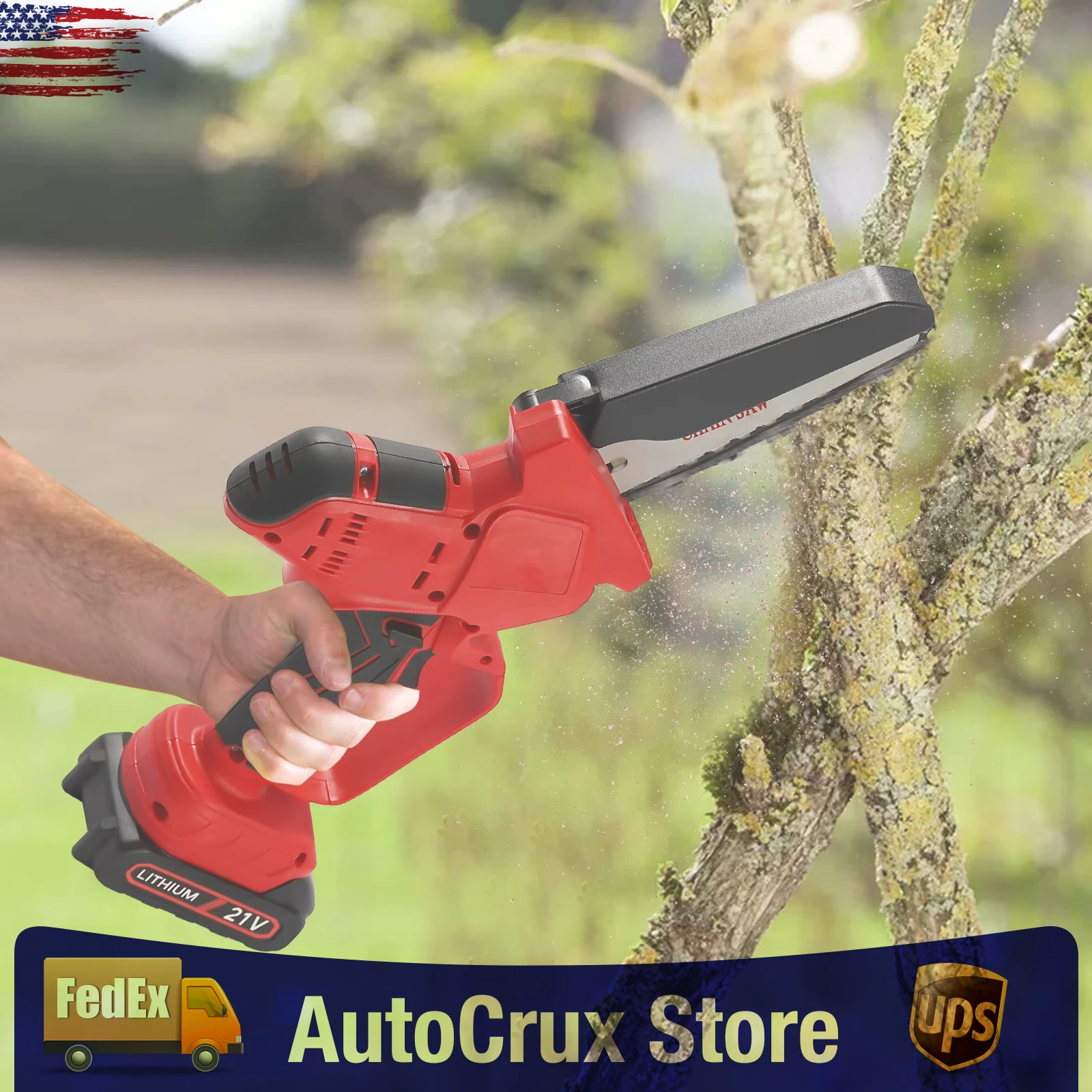 

Chainsaw 6 Inch Mini Electric Chainsaw Cordless Battery Powered, Hand Held Saw for Wood/Trees Trimming