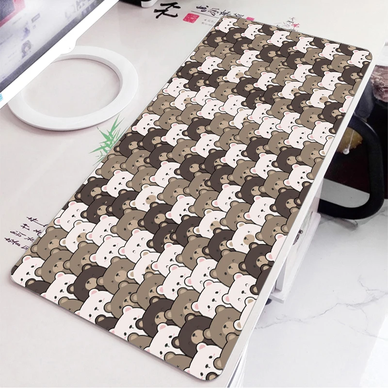 Alfombrilla de ratón antideslizante para ordenador portátil, tapete de escritorio con diseño de perro, gato, oso, Panda, Animal Akita, teclado de oficina, 900x400, 600x300