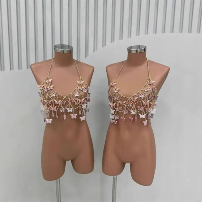 

Elegant Butterfly Pendant Necklace Body Chain Beach Vacation Jewelry Bra Chain
