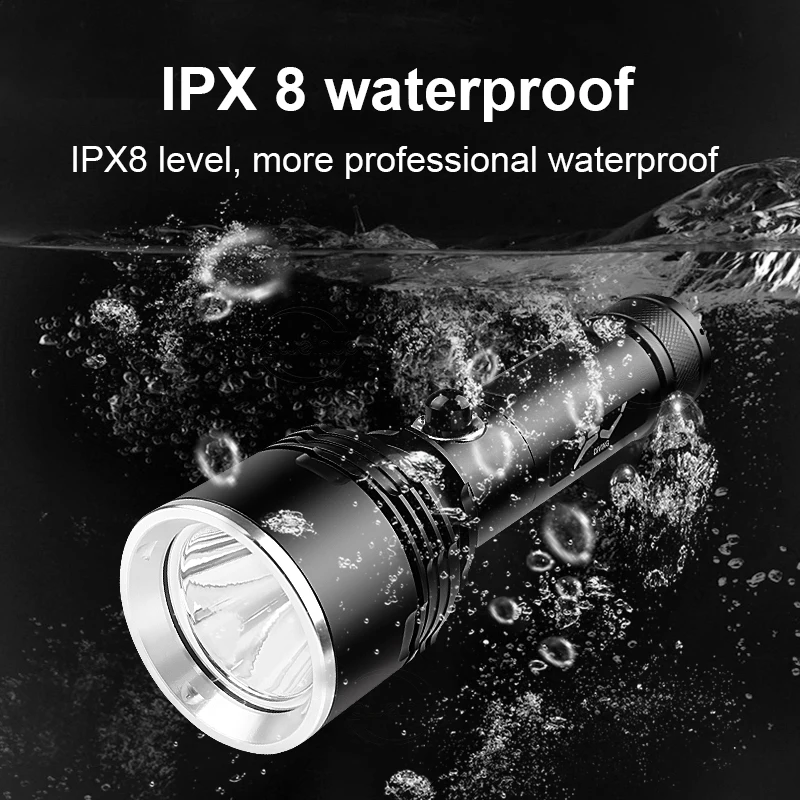 Powerful Diving Flashlight IPX8 Waterproof Lamp Professional Diving Flashlight High Power Underwater Lantern Scuba Diving Torch