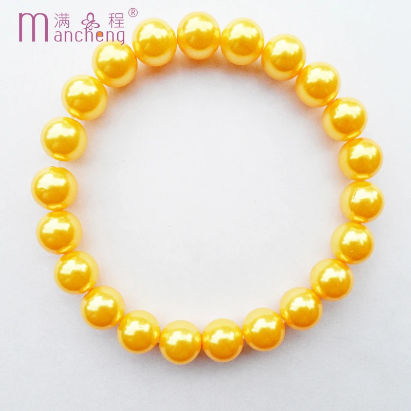 Tiki Punk 20 Beads Shallow Orange 10MM Lmitation Pearl Bracelet Sonic Pulsera Hombre Charms For Jewelry Making Wholesale