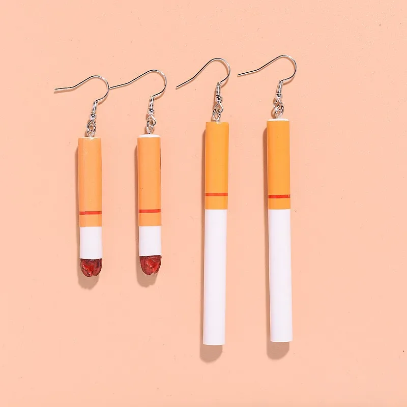 Engraçado personalizado interessante simulação brincos de bunda de cigarro na moda curto realista brincos de cigarro