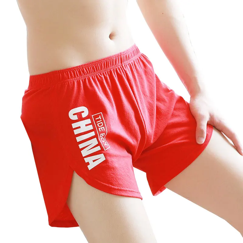 Fashion Loose Men\'s Underwear 100%Cotton Soft Mid Waist Arrow Pants Breathable Underpants Boys Large Size Boxer Shorts Sleepwear