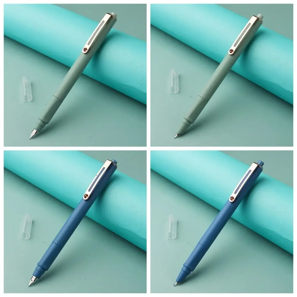 

Retractable Press Type Fountain Pen Notched Calligraphy Practice Ink Pen Exchangeable Ink Cartridge Color Pen Body Writing Pen