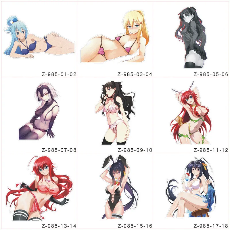 عاكس أنيمي دراجة نارية سيارة صائق الكرتون ملابس السباحة مثير فتاة جميلة ملصق سيارة الوفير نافذة ملصق فينيل