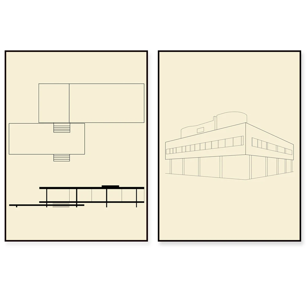 Affiche d'architecture I Farnsworth House I Impression minimaliste I Design d'affiche I Décoration murale