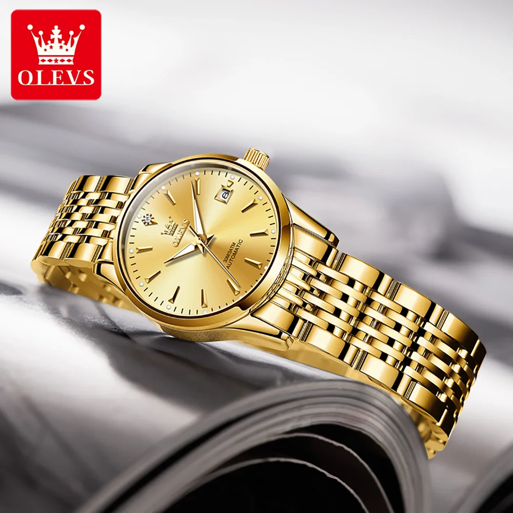 OLEVS 6635 Women Watch Elegant Luxury Stainless steel Strap Original Automatic Mechanical Watch for Ladies TOP Brand