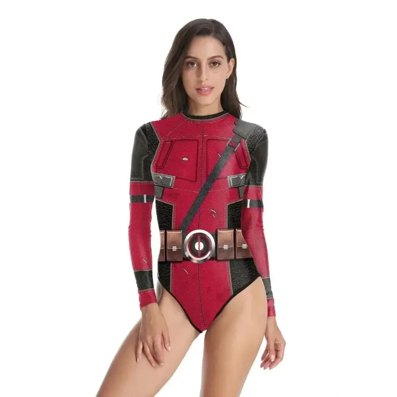 Adults Movie Deadpool Jumpsuits Cosplay Bodysuits Women Printed Sexy One Piece Swimsuit Halloween Party Costume Zentai Catsuits