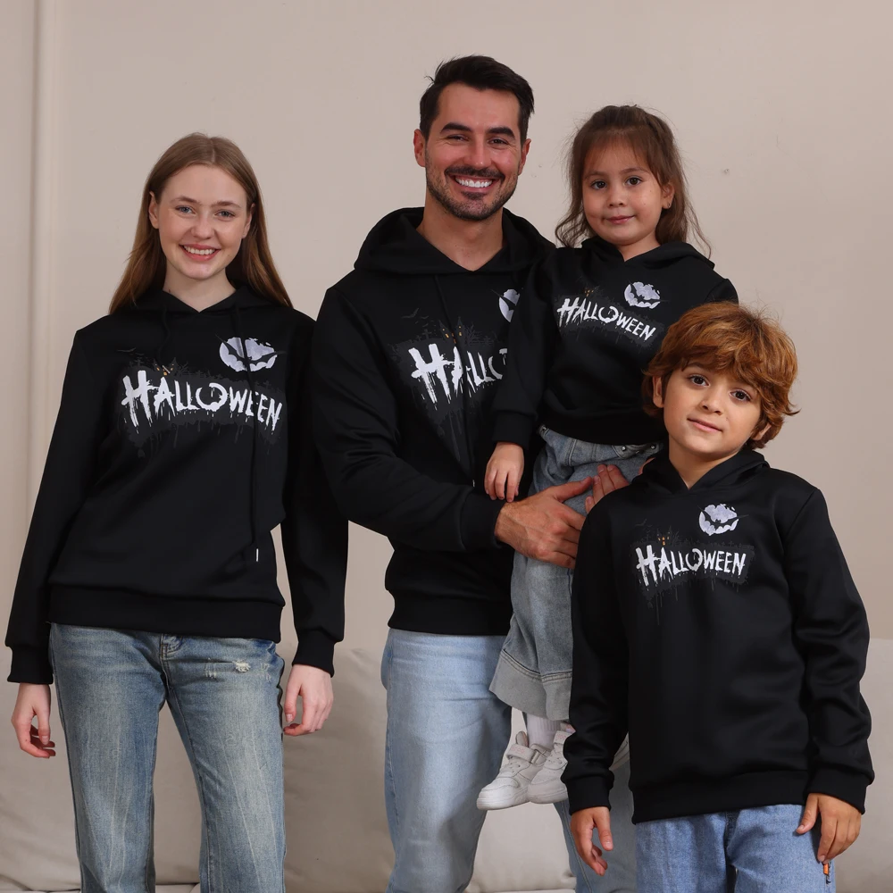 2024 New Halloween Family Matching Outfits Tops Fashion Pattern Print Parent Child Sweatshirt Set Mother Kids Holiday Clothes