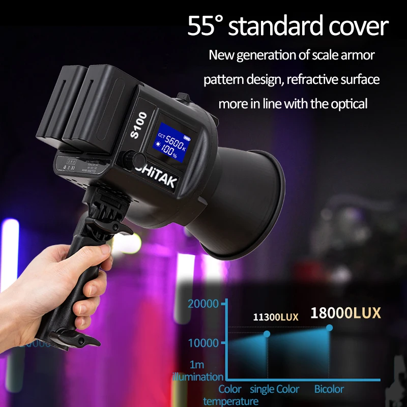 SHiTAK S100 LED ضوء الفيديو 3200-6500k استوديو صور مصباح الترا ضوء التصوير ضوء 60 واط ضوء الكاميرا ل Tiktok يوتيوب