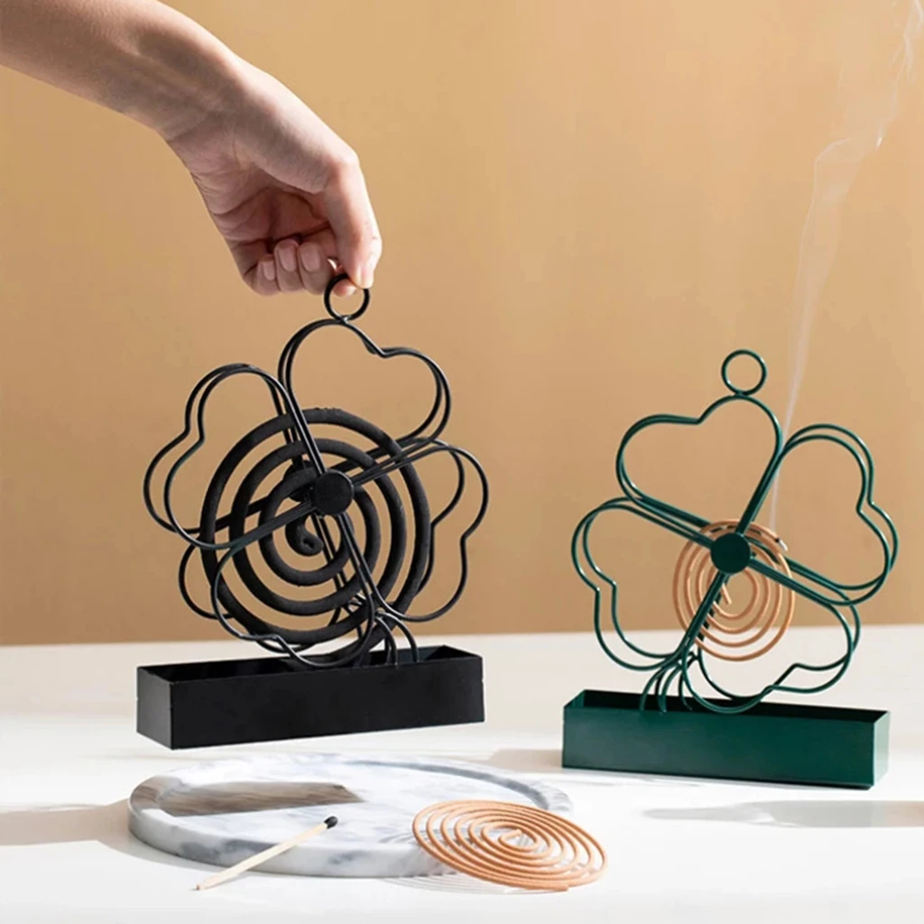 Iron Mosquito Coil Holder Incense Holders Coil & Incense Burner Frame Modern Repellent Incense Rack for Household Bedroom Patio