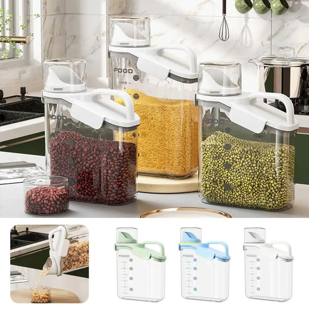 Grain Storage Box  Durable Oatmeal Dispenser Food Grain Rice Container  Funnel Type Bottle Mouth Cereal Storage Box