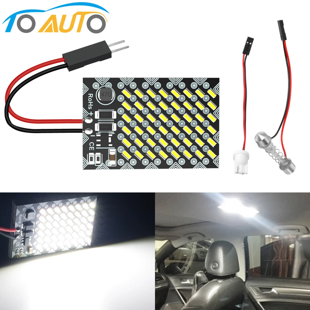 1pc pannello Led cupola luce di lettura mappa lampada 48SMD 3014 luci interne Auto lampadina Auto C5W festone W5W T10 adattatore Led 12V 6000K