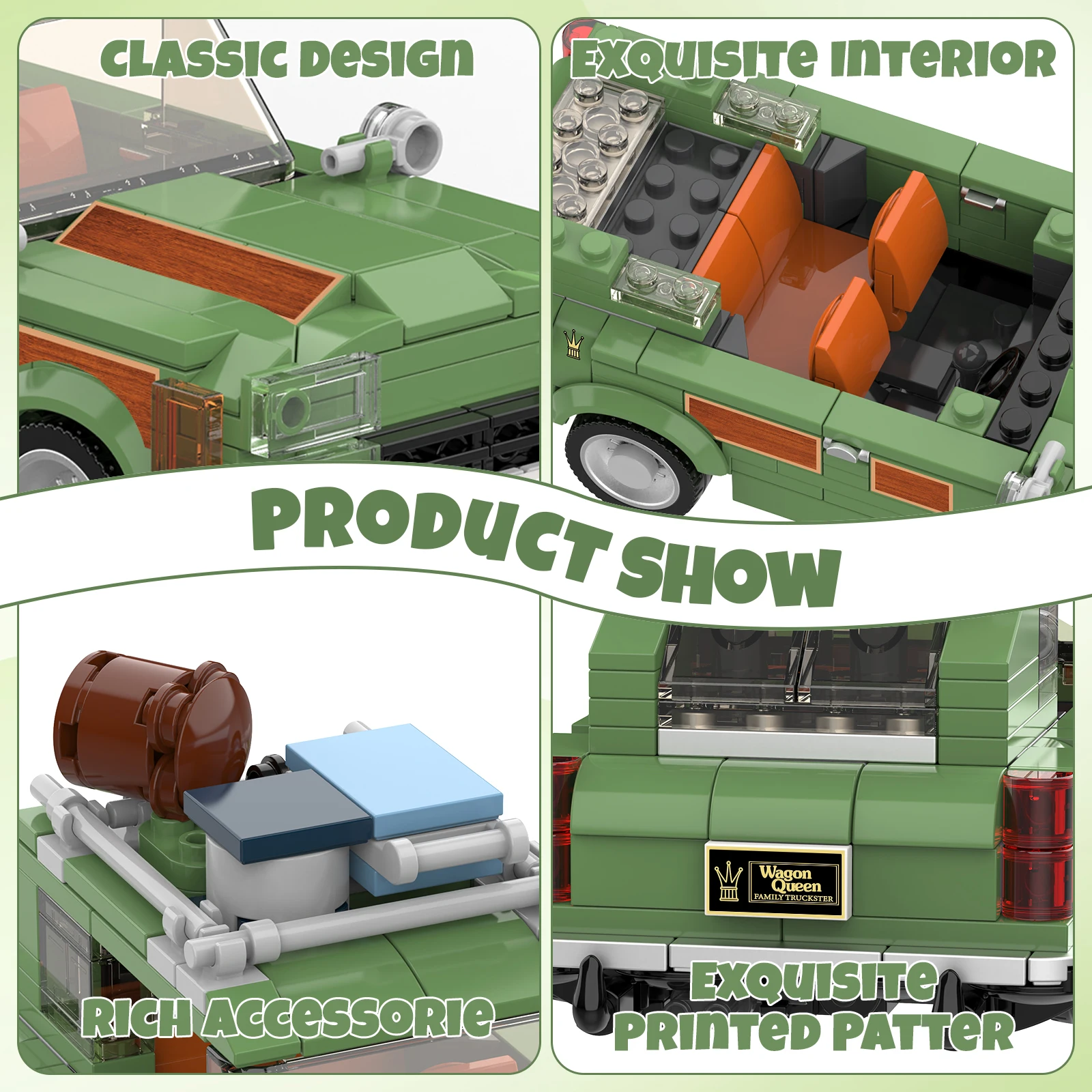 Family Vacation Wagon Queen Truckster Road Trip Toy Building Set, Camper Toy Kit, Creative Gift for Fans, Kids Boy 8-14, 413 Pcs