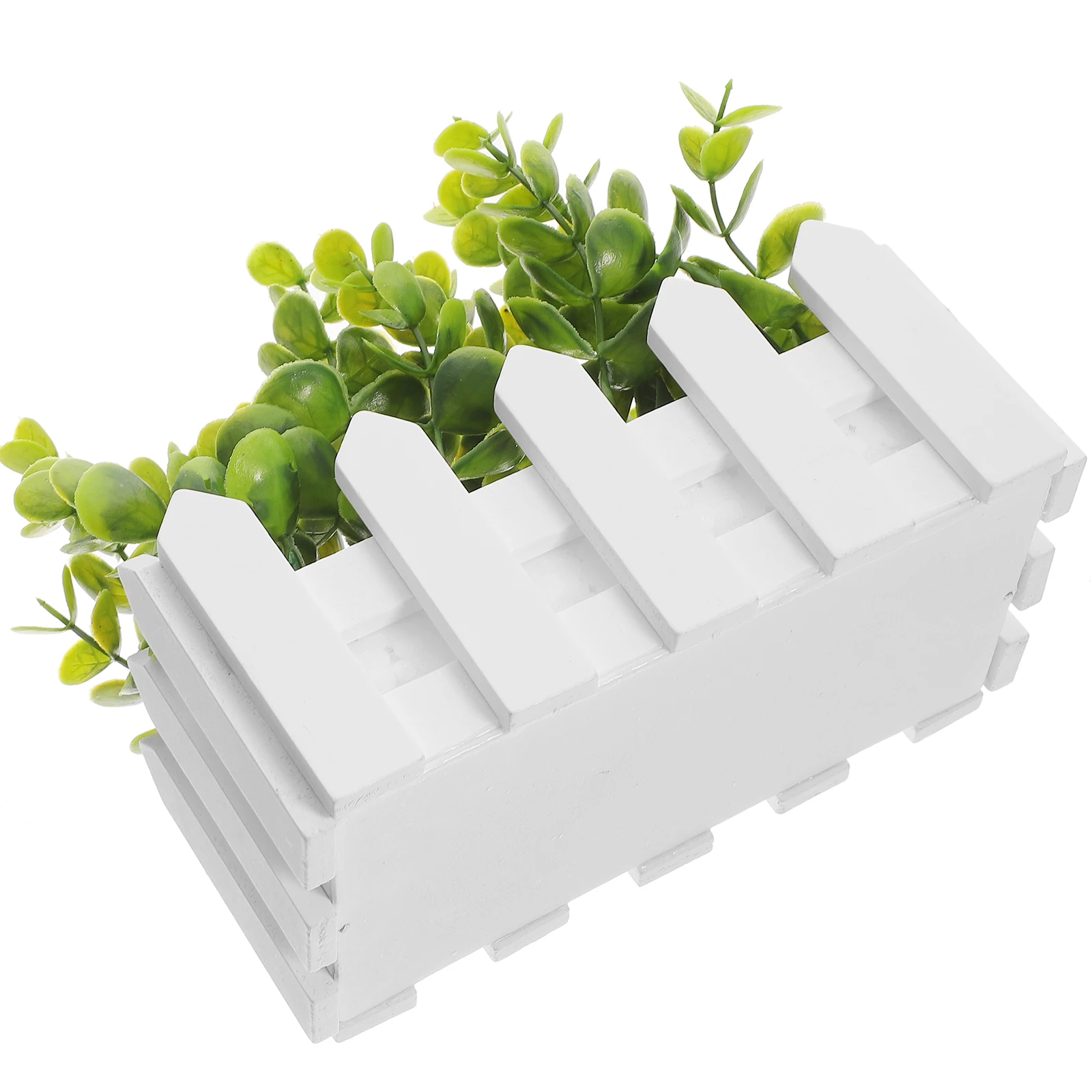 

Artificial Eucalyptus Plants Wooden Fence for Indoor Decor Fake Greenery Sill Flower Easy Care Lifelike RoomDecoration