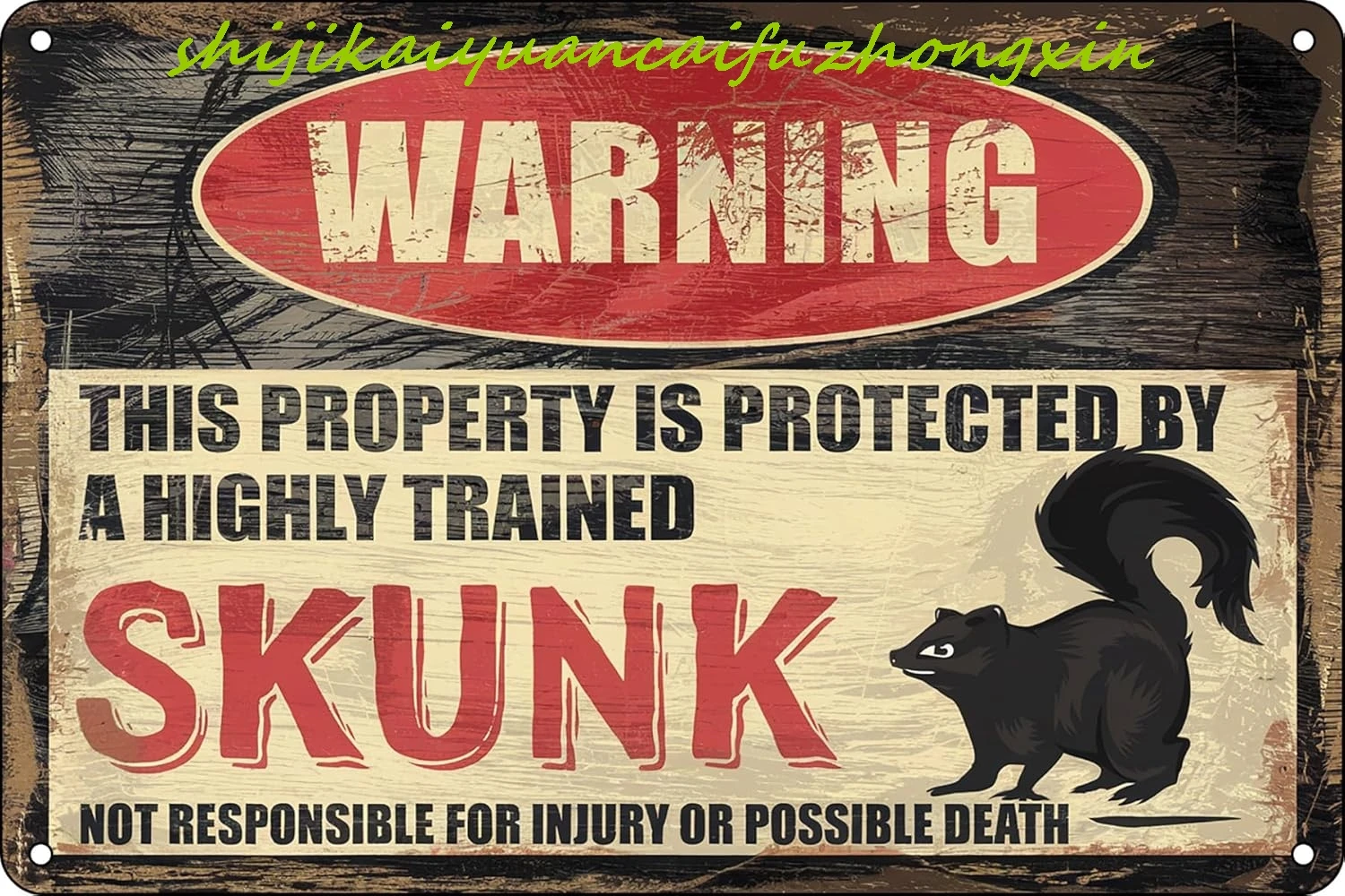 علامات القصدير الرجعية المضحكة تحذير الظربان ملصق معدني عتيق تحذير هذا الممتلكات محمية بواسطة ديكور علامة الظربان عالي التدريب