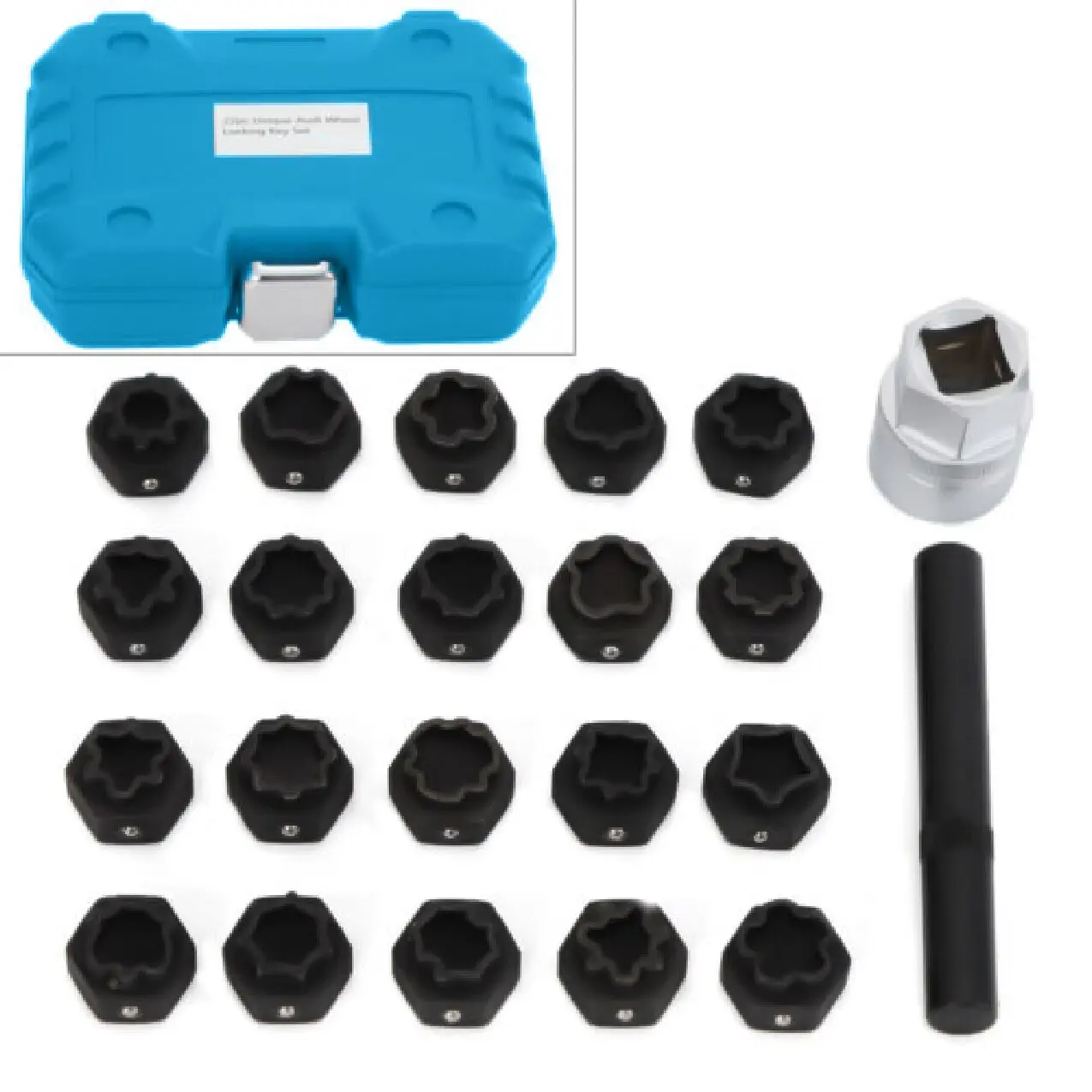 22Pcs Wheel Lug Nut Locking Key Set Anti-Theft for Audi Master Removal Tool Chromium-molybdenum Steel Wheel Locking Key Set