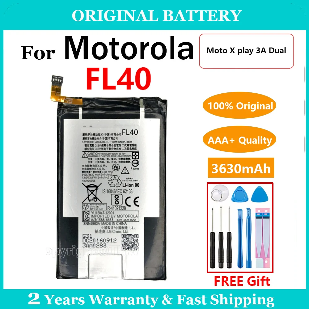 100% Original 3630mAh FL40 Battery For Motorola Moto X Play 3A Dual XT1543 XT1544 XT1560 XT1561 XT1562 XT1563 XT1565 Batteries