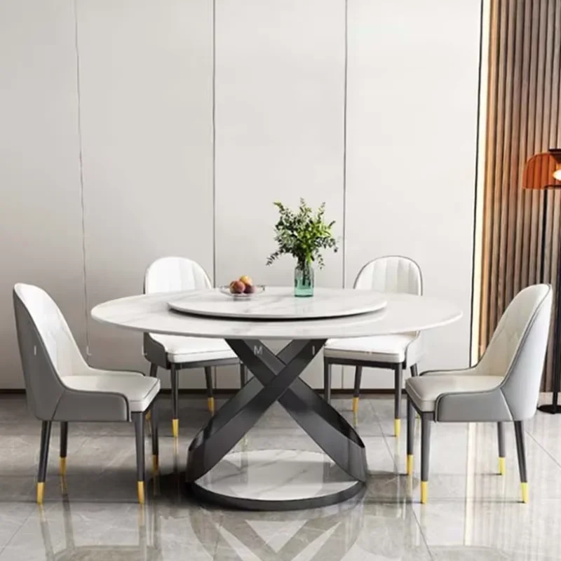 Designer Round Dining Table Rotator Turntable Kitchen Dining Table Restaurant Luxury Mesa Redonda Comedor Modern Furniture