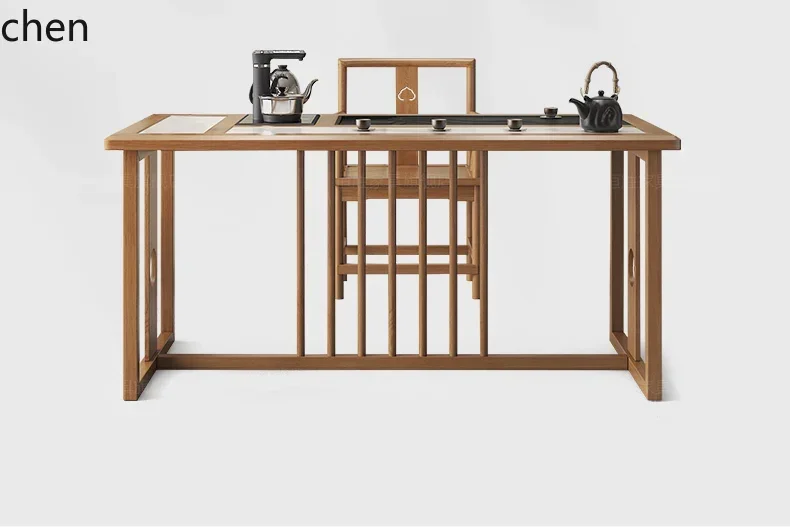 DSASimple Tea Table and Chair Set Rock Plate Kung Fu Tea Table Solid Wood Integrated Tea Table