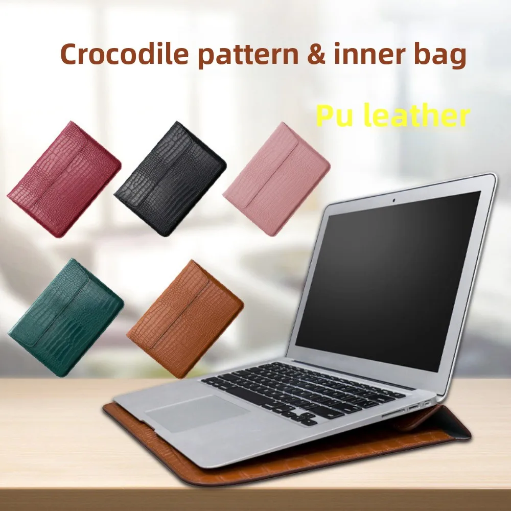 Magnetic Closure 13inch Laptop Bags Leather Bracket Laptop Sleeve Pouch Envelope Design Lightweight Notebook Sleeve Office Use