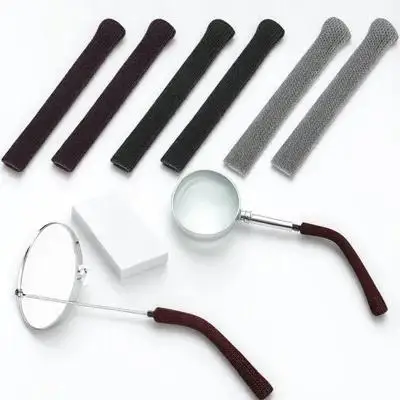 

3Pairs Glasses Ear Grips Knitted Sleeves Soft Cushions Antislip Protective Covers for Eyeglass Arms Universal Fit