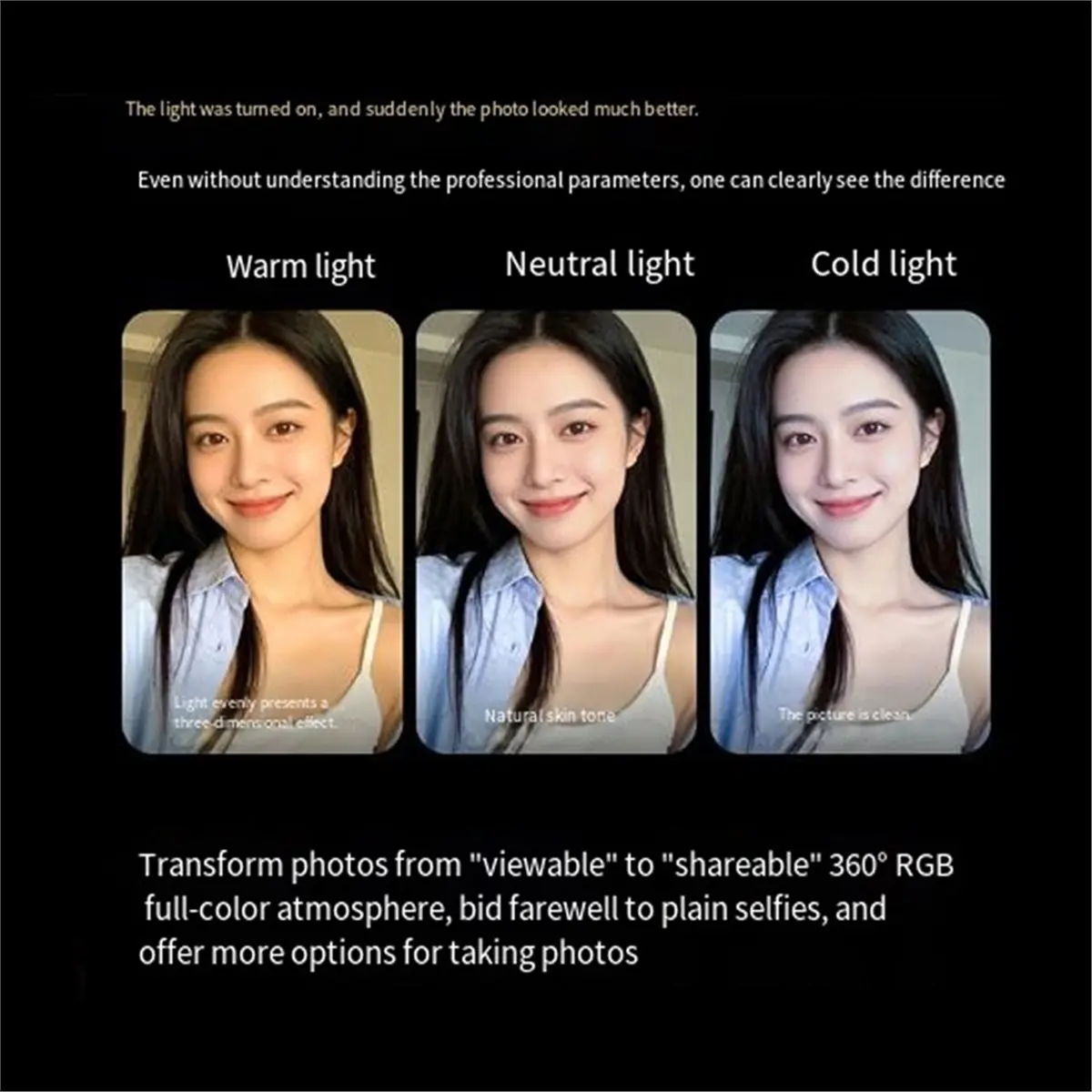DT75BG Mobile Phone Holder Magnetic Beauty Fill Light for Live Streaming Selfie Makeup Video Conferencing Photography