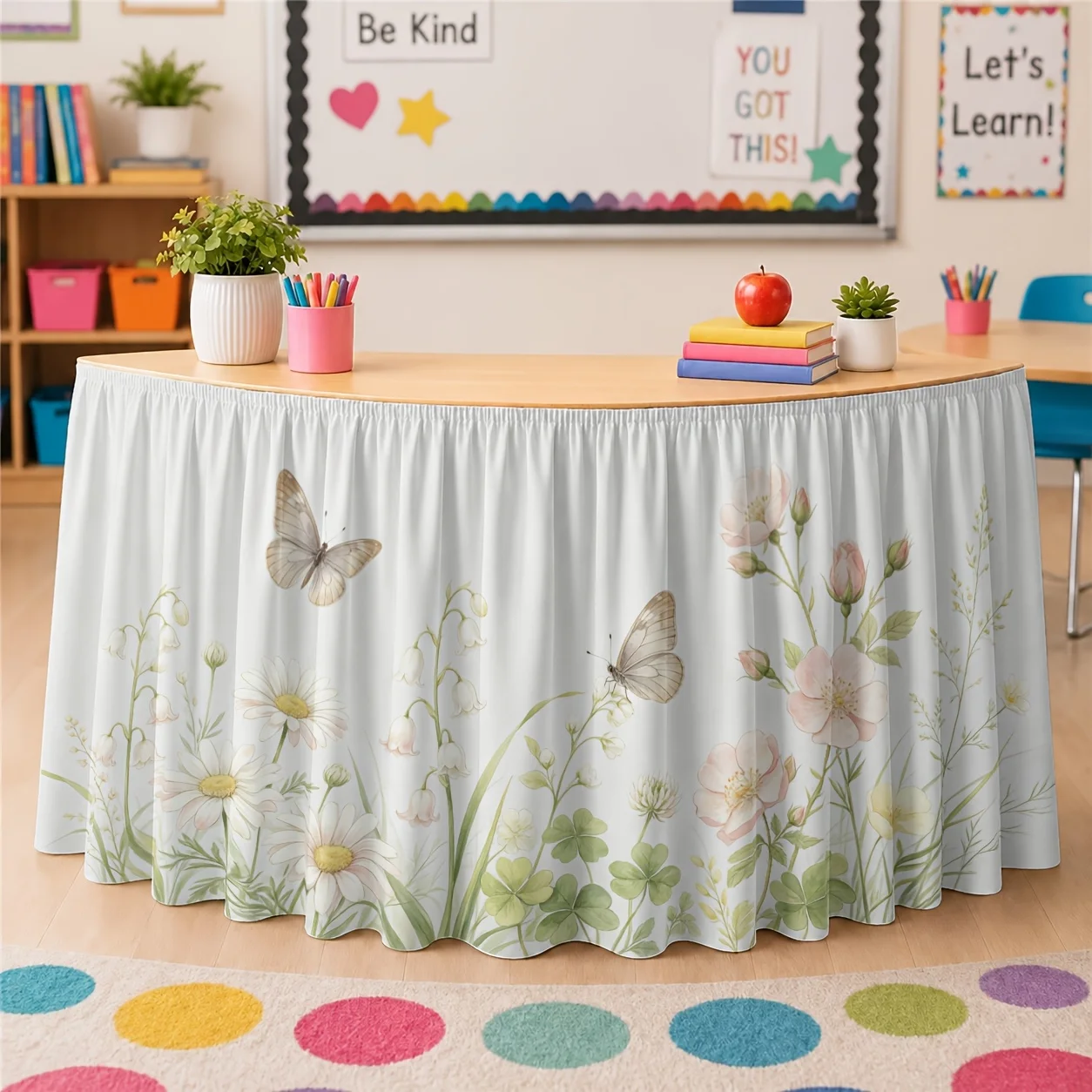 Soft and beautiful flowers, butterflies dancing, spring, picnic, Mother's Day, Qingming Festival, party tablecloth