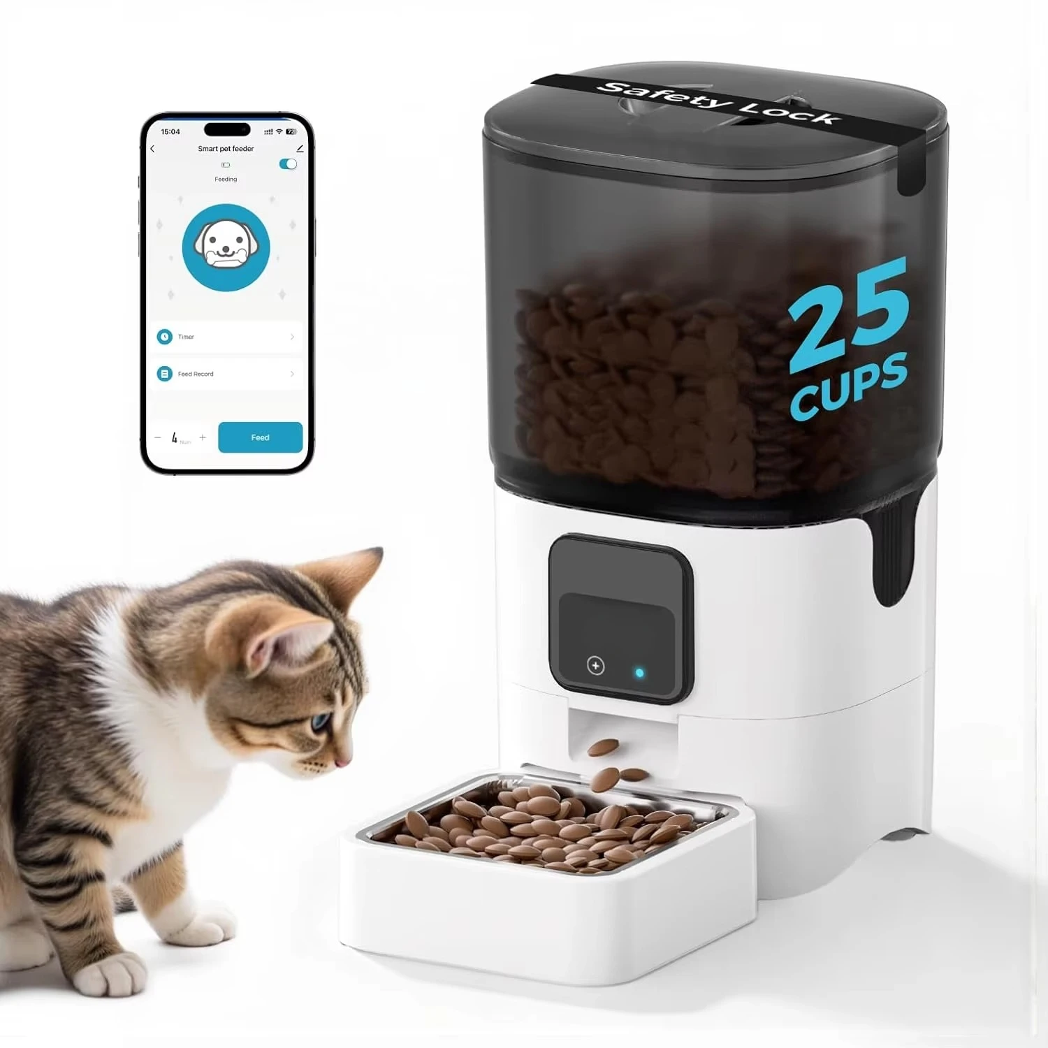6L Advanced Large Capacity Automatic Dog Feeder with Remote Control App for Precise Control of Feeding Amount - WiFi Edition
