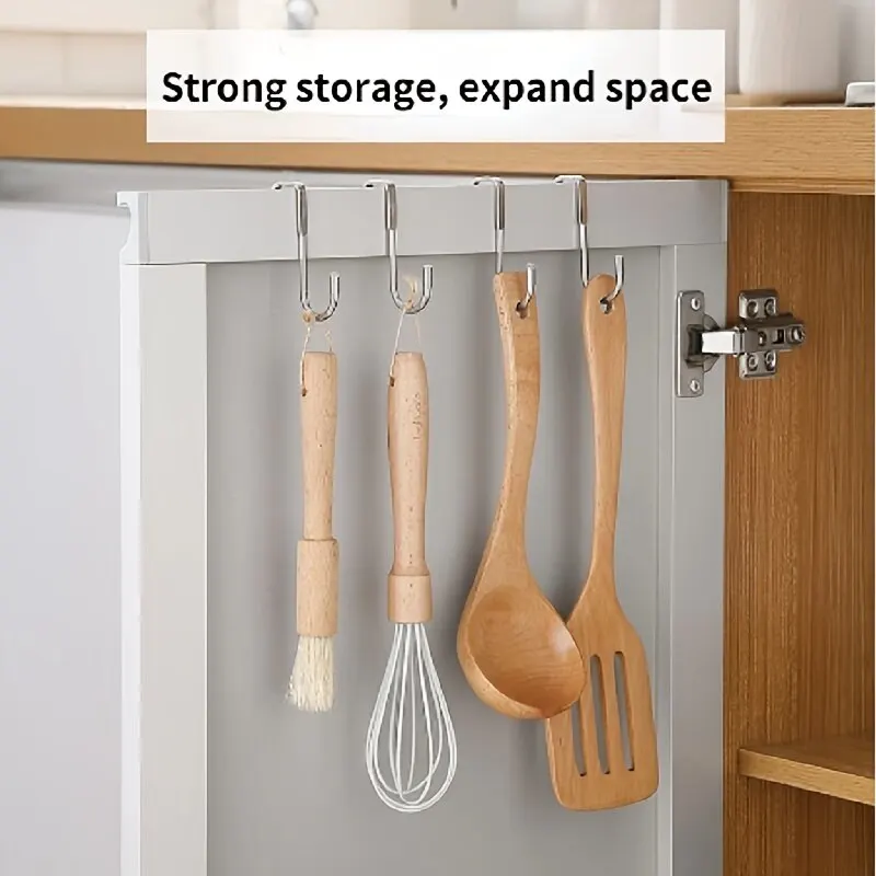 Double S-shaped 304 Stainless Steel Silver 4pcs Hooks without Punching, Multi-purpose Kitchen, Bedside Bathroom Hooks, Dormitory