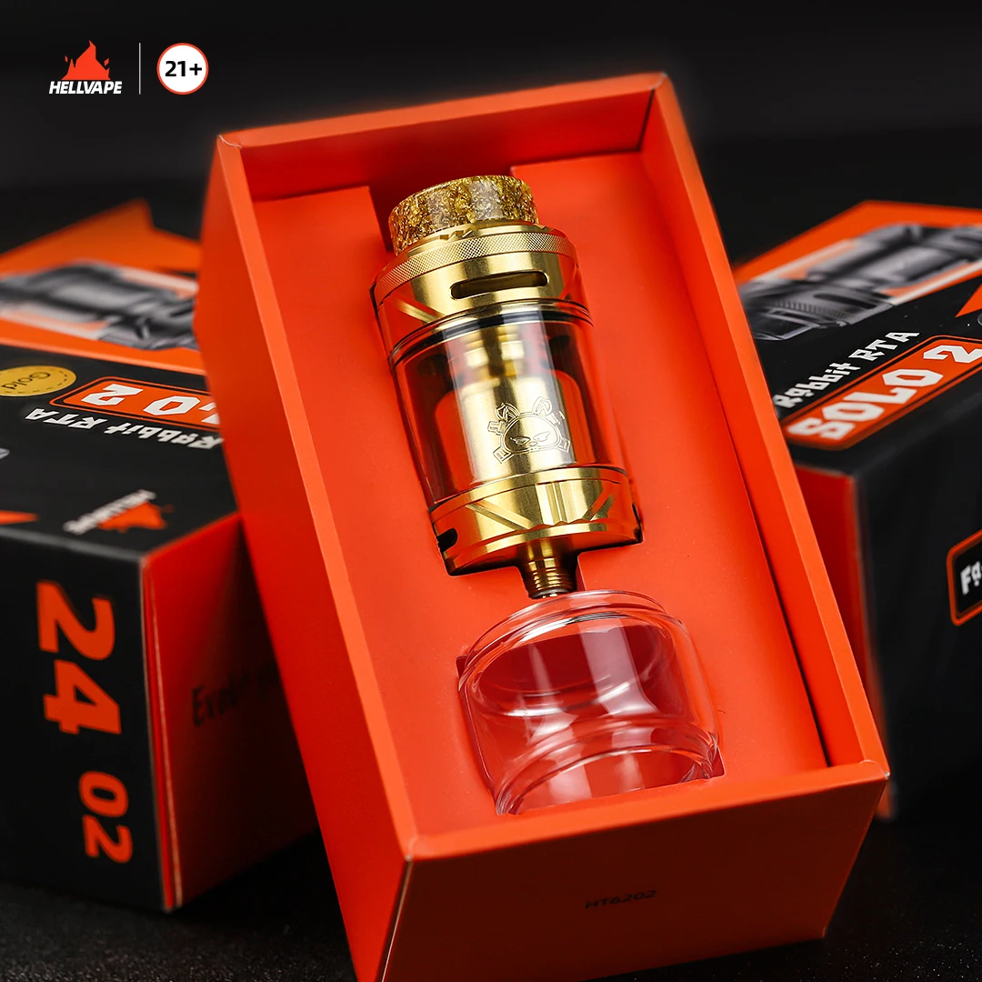 الأصلي Hellvape الدهون أرنب سولو 2 RTA المرذاذ 25 مللي متر واحد ومزدوج لفائف 810 بالتنقيط تلميح ثلاثة وسائط تدفق الهواء السجائر الإلكترونية البخاخة