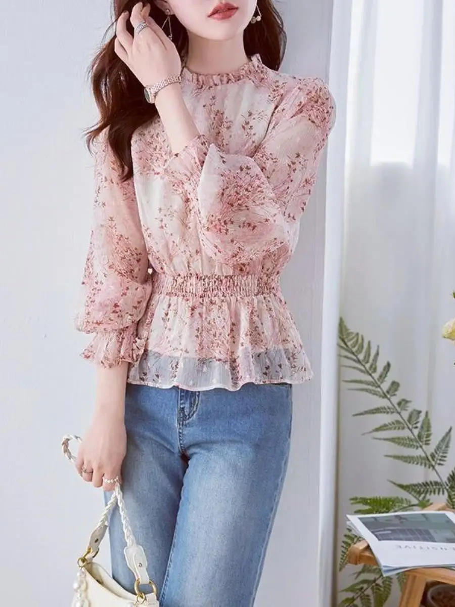 

Весна 202, свободные женские топы Flubble Sve, модные кружевные топы, повседневная одежда из смеси полиэстера небольшого размера