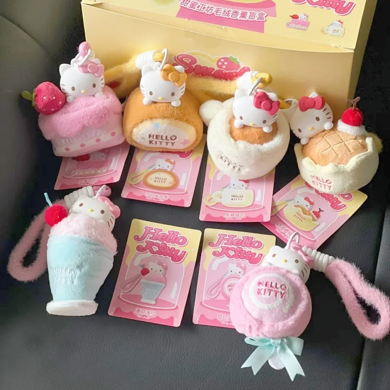 

New Genuine Sanrio Hellokitty Sweet Workshop Series Blind Box Fragrant Pendant Mystery Box Cartoon Cake Lovely Decor Gift