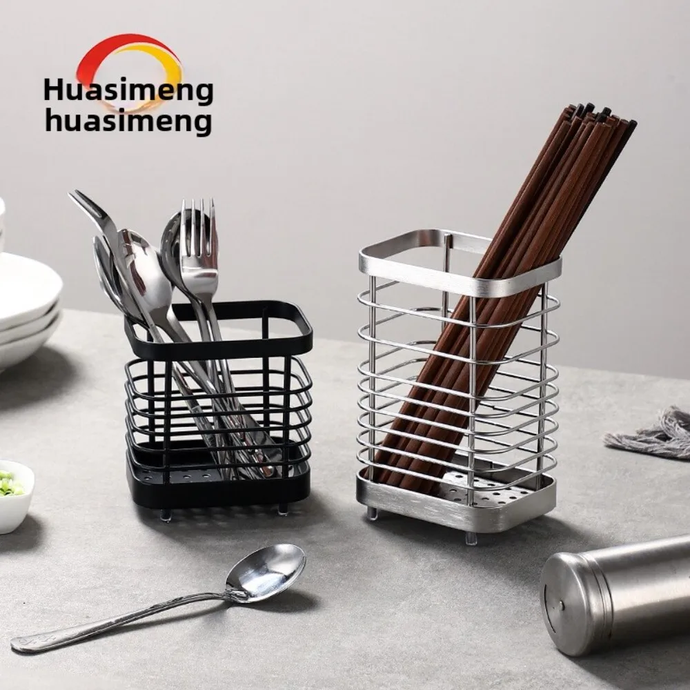

Hanging Stainless Steel Chopstick Holder Thickened Knife Fork Spoon Storage Box Kitchen Utensils Organizer Drain Rack